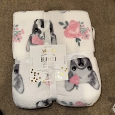 Stardaze Full Queen blanket Flower Rose boston terrier french bulldog new