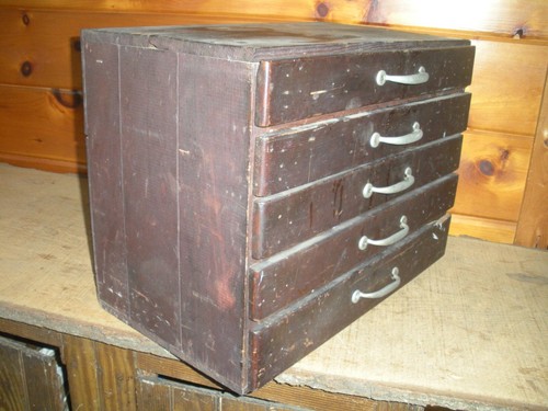Vintage Primitive Handmade Wooden Cabinet with Drawers - Picture 3 of 14