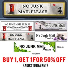 No Junk Mail Self Adhesive Polite Letterbox Leaflet Menus Flyers Door Sticker