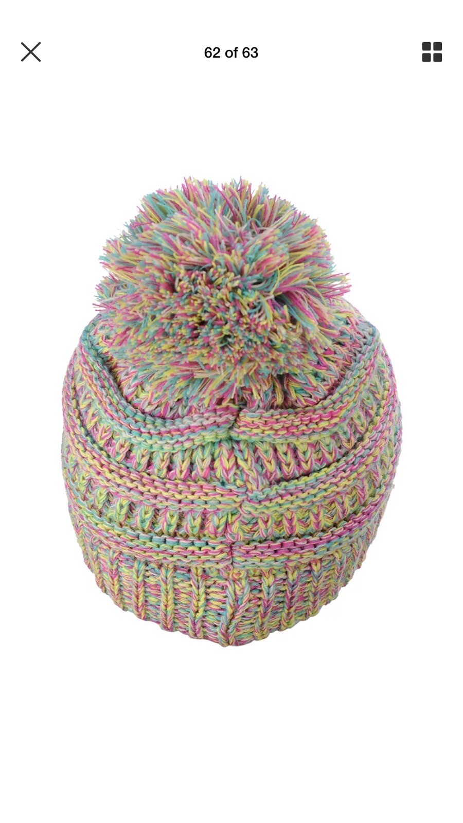 C.C Kids Exclusive 4 Thread Beanie W/Pom Girls Hat Pink multi NWT One Size
