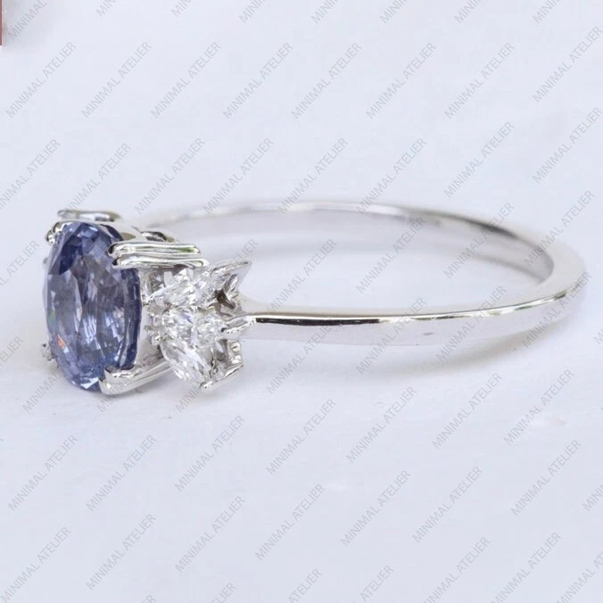 Anillo de plata esterlina 925 lavanda zafiro, anillo con racimo de boda, anillo apilable Foto 3 de 4