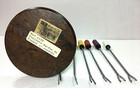Fondue Forks Stainless & Wood w/Stand Set of 6 Vintage Conjunto de Garfos