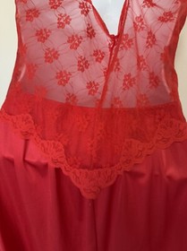Vtg Red Hot Vanity Fair Slip Lorraine Sheer PURE LACE Camisole Top 2 pc Set M 36