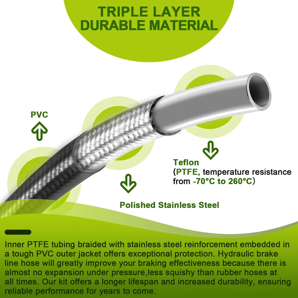 Kit de línea de freno delantero hidráulico extendido sin ABS de 47" para Harley Softail Dyna Foto 4 de 4