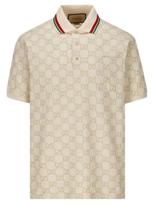 Gucci Love Parade Men'sCream/Beige Monogrammed Men's Polo Gucci Love Parade Men'sCream/Beige Monogrammed Men's Polo