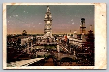 Postcard New York Coney Island Dreamland at Twilight Glitter UDB Unposted F549