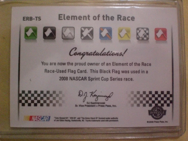 Tony Stewart Element of the Race Race Used Flag Wheels 2009 67/99 - Image 3 of 3