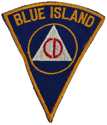 Blue Island Illinois Civil Defense CD Police Shoulder Patch Blue/Gold Vintage