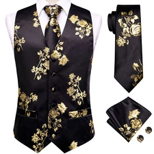 NEW Men's Paisley Design Dress Vest and Neck Tie Hankie Set For Suit or Tuxedo