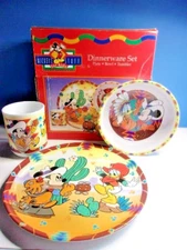Vintage Disney WESTERN MICKEY 3 Piece Melamine Set Plate, Bowl, Cup Zak Designs