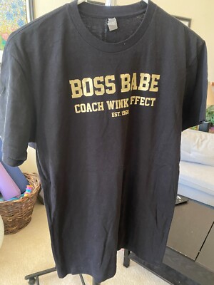 Boss Babe, Coach Wink Effect (est 1968) Cotton black Reg Size S Womens T-shirt  