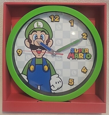 Super Mario Wall Clock Luigi Green Round New 12