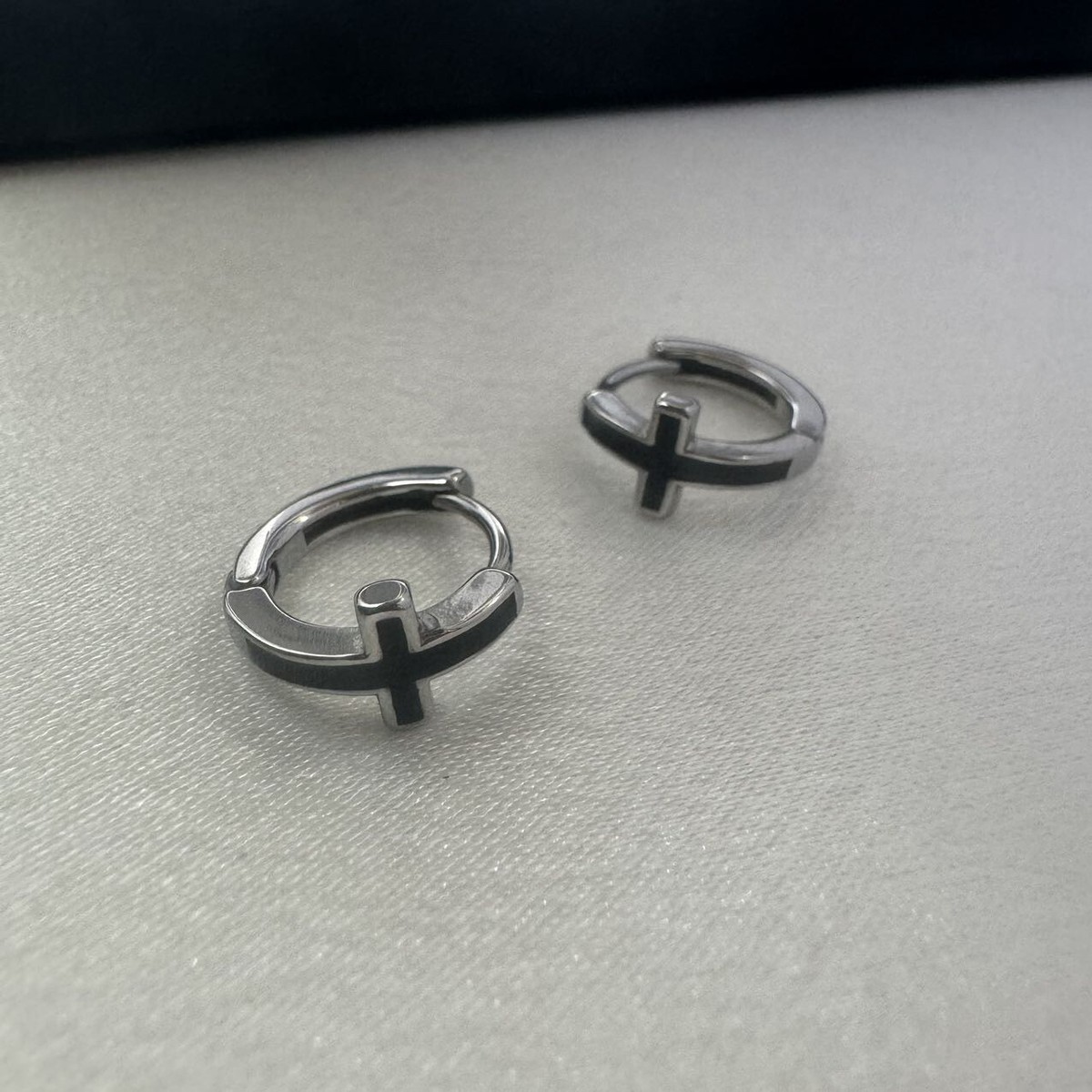 Cross Hoop Earrings for Men Women Streetwear Punk Hip Hop Unisex Style