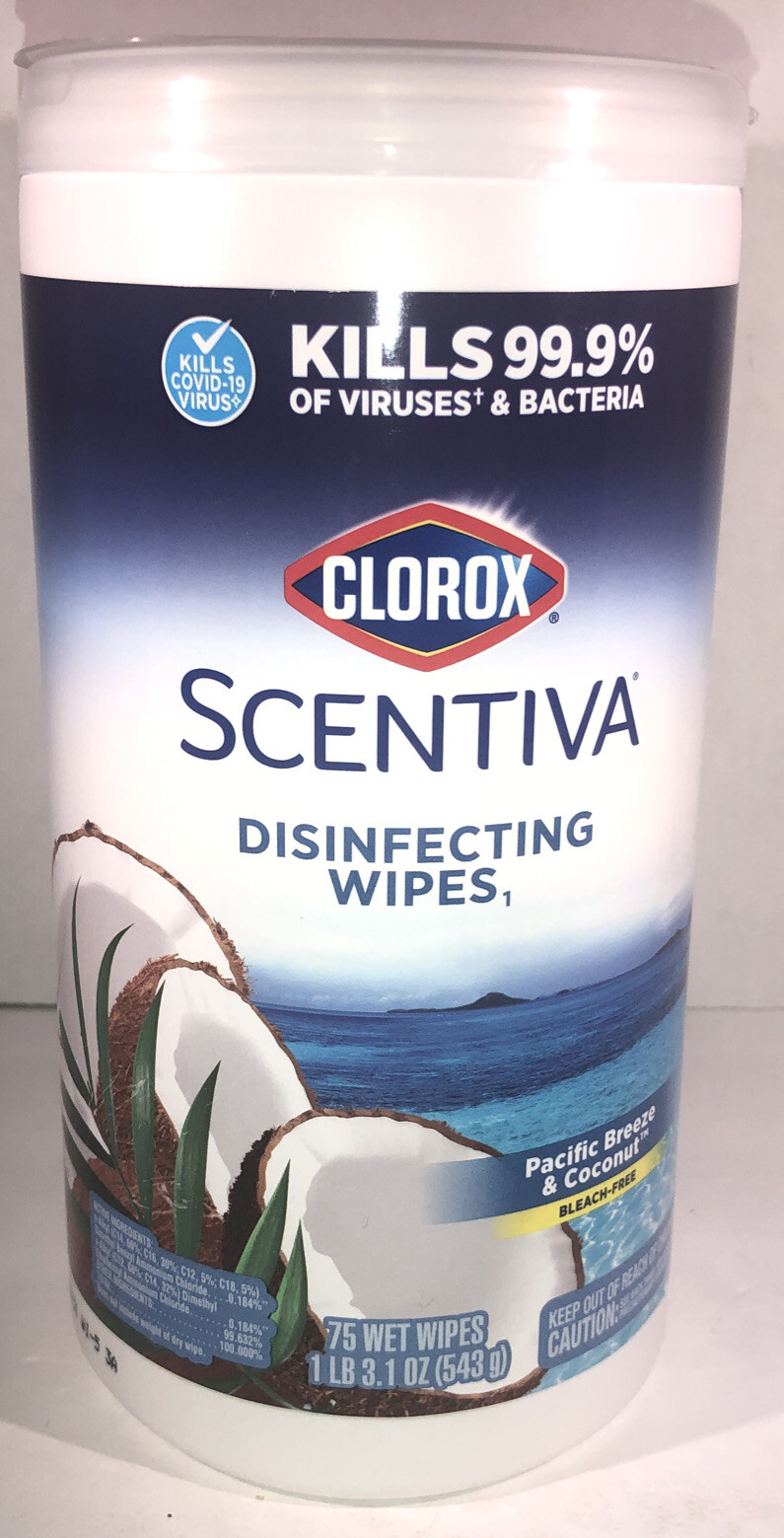 New Clorox Scentiva MultiUse Wipes Pacific Breeze & Coconut 75ctSHIPS