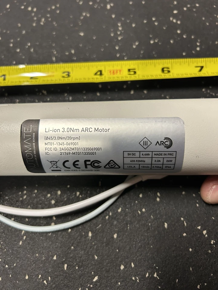 Motor ARC Rollease Automate Li-ion 3,0 Nm MT01-1345-069001 recargable 5 V CC Foto 4 de 4