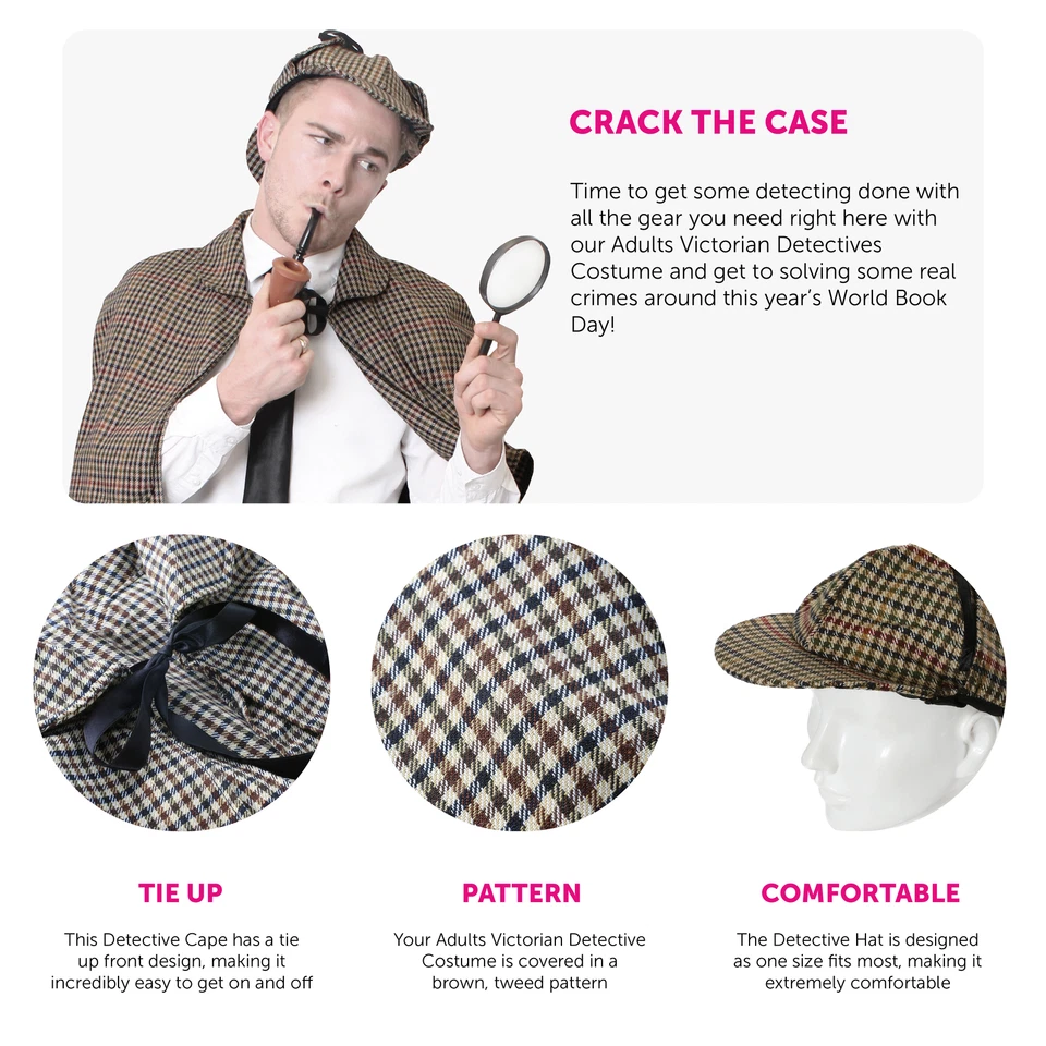 ВИКТОРИАНСКИЙ ДЕТЕКТИВ КОСТЮМ ПЛАЩ ШЛЯПА МИР КНИГА ДЕНЬ КАРНАВАЛЬНЫЙ КОСТЮМ ПЕРСОНАЖ - Изображение 3 из 4