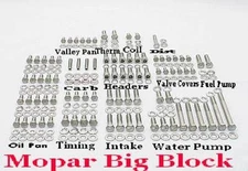 MOPAR ENGINE BOLTS KIT BIG BLOCK 383 400 413 426 WEDGE 440 STAINLESS STEEL HEX 