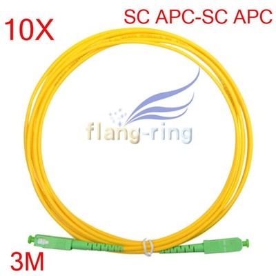 10PCS SC/APC 3M Simplex Mode Fiber Optic Patch Cord Cable SC/APC 3.0mm Jumper