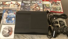 Sony PlayStation 3 Console 250GB PS3 Slim + Controller + 8 Games + Cords Tested