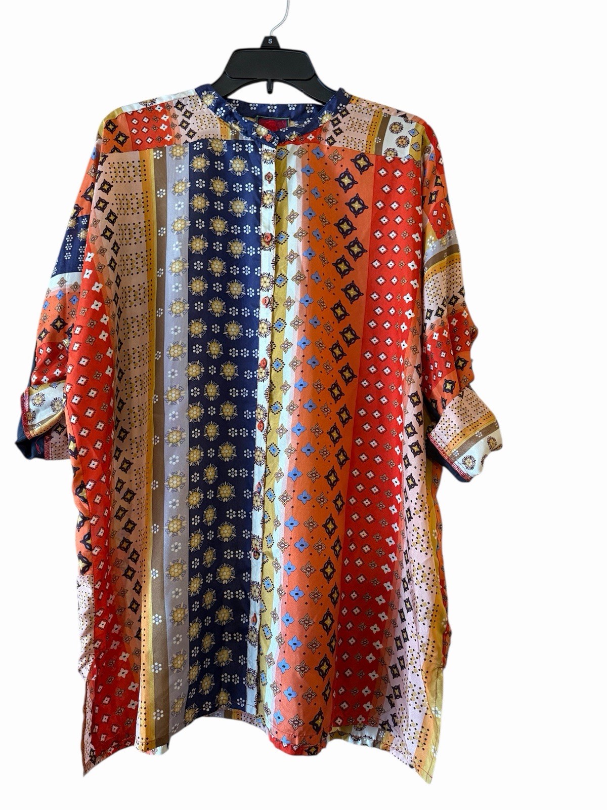 Johnny Was Silk Patchwork Tunic Top Multicolor Lo… - image 5