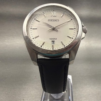 Seiko Watch Men 40mm White Dial Silver Tone Date Round 7N42  display picture 3