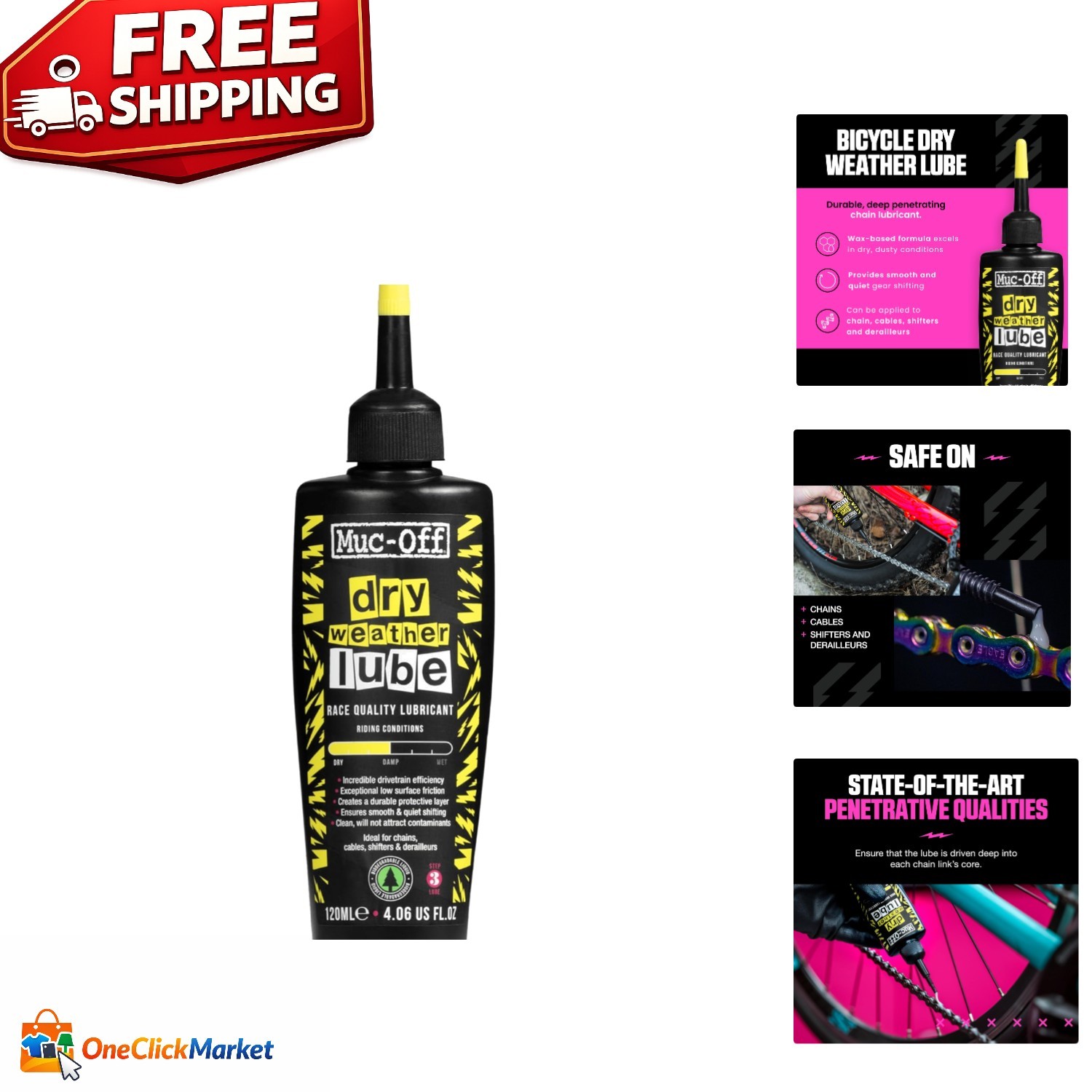 120ml  Dry Chain Lube - Reduce Friction & Protect Your Bike 