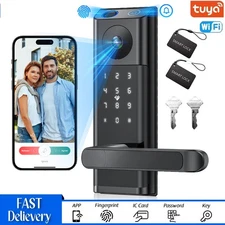 Smart Lock with Camera & Handle Biometric Electronic Keyless Entry Doorbell Lock