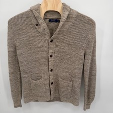 Polo Ralph Lauren Men's L Shawl Collar Sweater Tan Cardigan Marl Knit