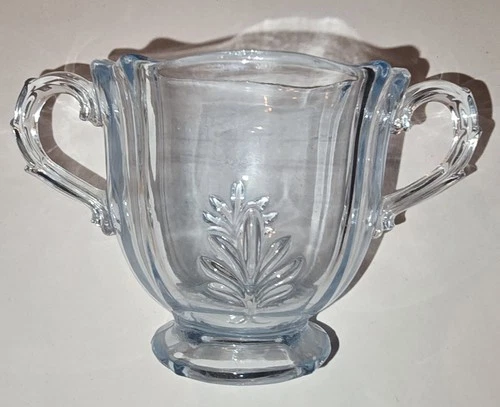 Fostoria Palm Leaf Open Sugar Bowl Vintage 1930s Depression Glass