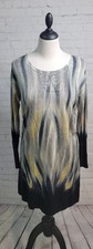 Nic + Zoe Women's Sweaterdress Scoop Neck Abstract Colored size Med Knee Length