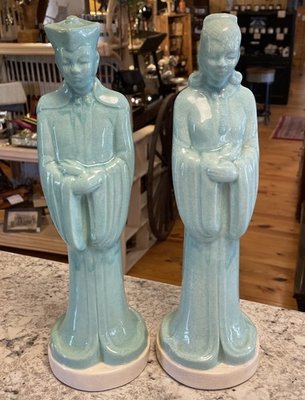 #ad McCulloch Asian California Pottery Ceramic Figurines I Love Lucy Mantle $265.00