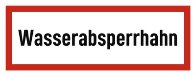 Wasserabsperrhahn - Brandschutzzeichen - Hinweisschild auf Brandschutzeinrich...