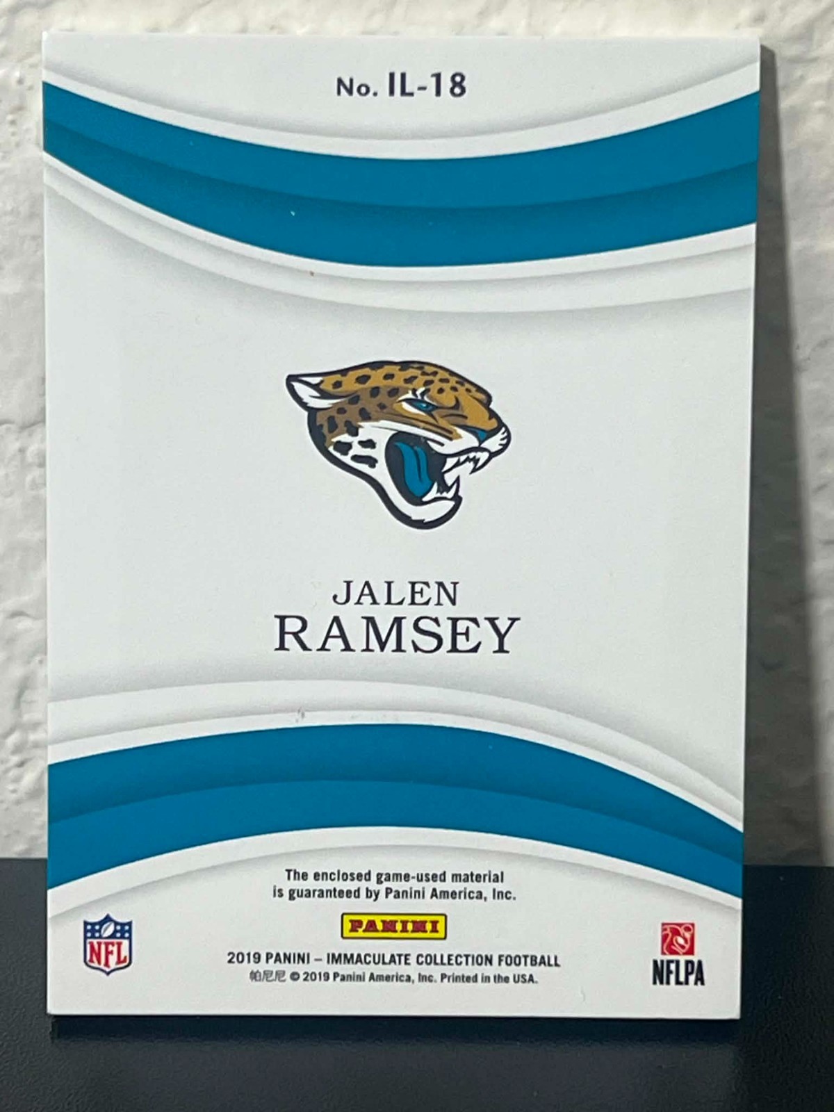 Jalen Ramsey - 2019 Immaculate Game Used Jersey Patch 14/25 - Jaguars view 2
