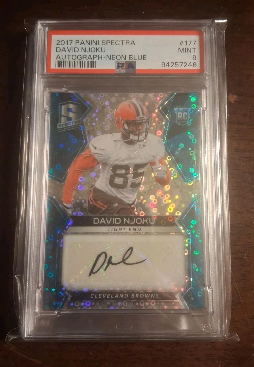 David Njoku Panini Spectra #177 Autograph-Neon Blue