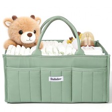 Quilted Diaper Caddy Organizer, Nursery Storage Basket with Dividers