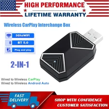 Carplay Wireless Adapter For Apple Android Auto Plug Play Car USB Dongle 2 in 1