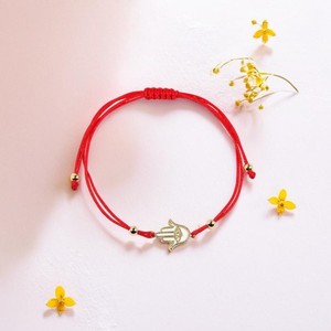Authentic Hamsa Evil Eye String Bracelet – Sterling Silver Hamsa Hand Amulet Adjustable