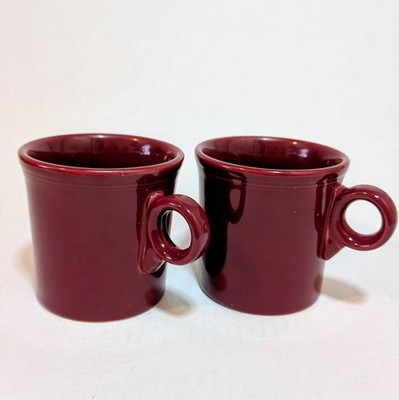 Homer Laughlin Fiesta Cinnabar Mug Set Of 2 O Ring Handle Maroon HLC Fiestaware