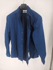 Calvin Klein Dress Shirt Men's L 16 32/33 Navy Steel Slim Stretch Wrinkle Free