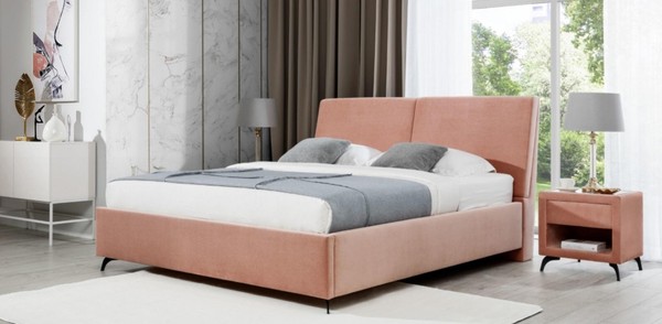 Bett Rosa Schlafzimmer Holz MöBel Textil Design Hotel Betten Art DéCo Stil Neu-image