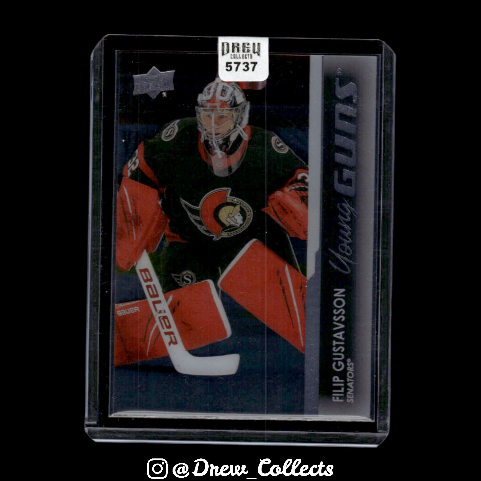 2021-22 Upper Deck #225 Filip Gustavsson Ottowa Senators Young Guns Clear Cut