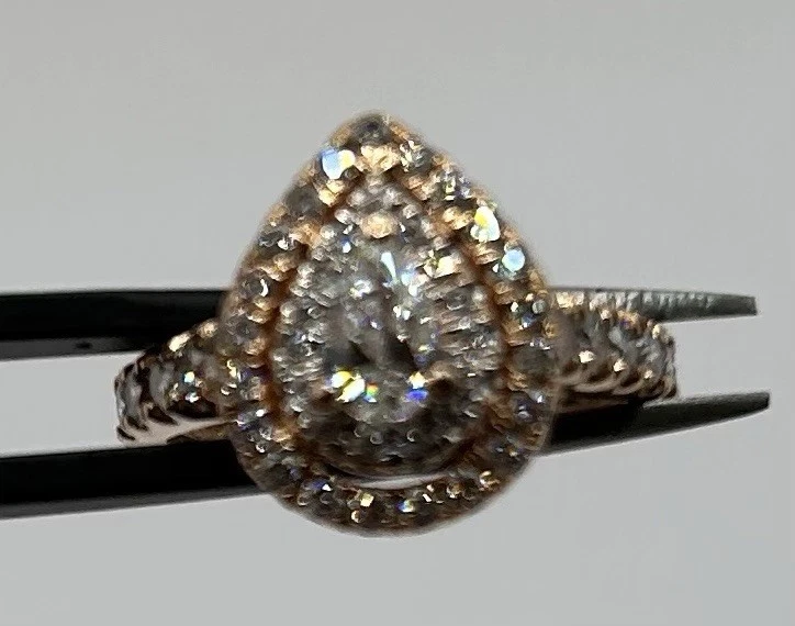 14kt Rose Gold Diamond Engagement Ring, 1ctw, Round And Pear Shape Diamonds - Image 3 of 4