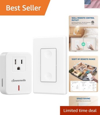 Easy Install Wireless Light Switch - Remote Control, Battery Included, 120V, 10A