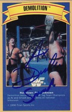 Demolition Ax Smash Signed 1990 WWF Ice Cream Bar Trading Card WWE Wrestling HOF