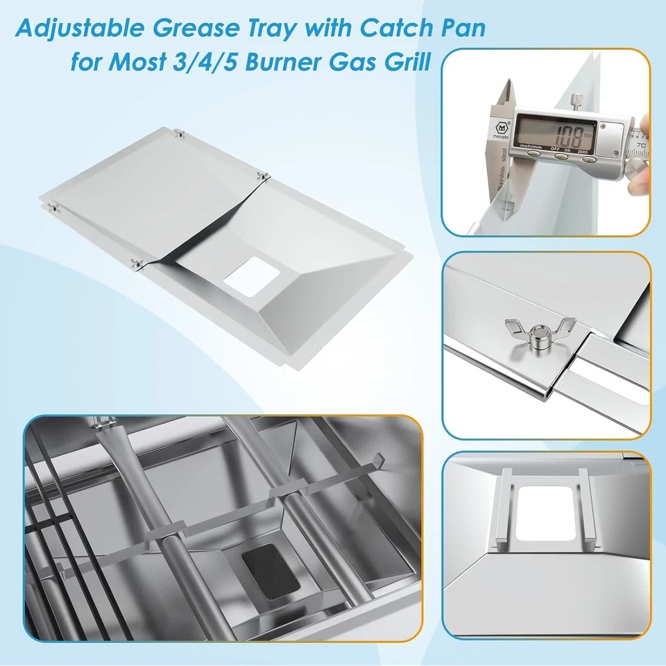 Universal Grease Tray with Catch Pan for Nexgrill Replacement Parts 720-0830H 72 - Image 3 of 4