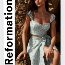 NWOT Reformation Clyde Linen Bustier Top Agave SIZE 0