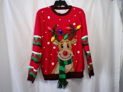 JOYIN Women's Reindeer Ugly Sweater with Light Bulbs Red M Item 11028