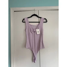 NWT Elodie Bodysuit - Lavender Ribbed, Knot Detail, Sleeveless, Size M