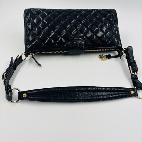 Brahmin Quilted & Black Croc Embossed Leather Shoulder Bag Y2K Chic Quiet Luxury - Picture 8 of 21