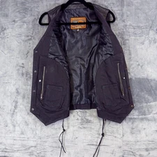 First Classics Leather Vest Mens Medium Black Motorcycle Biker Conceal Carry